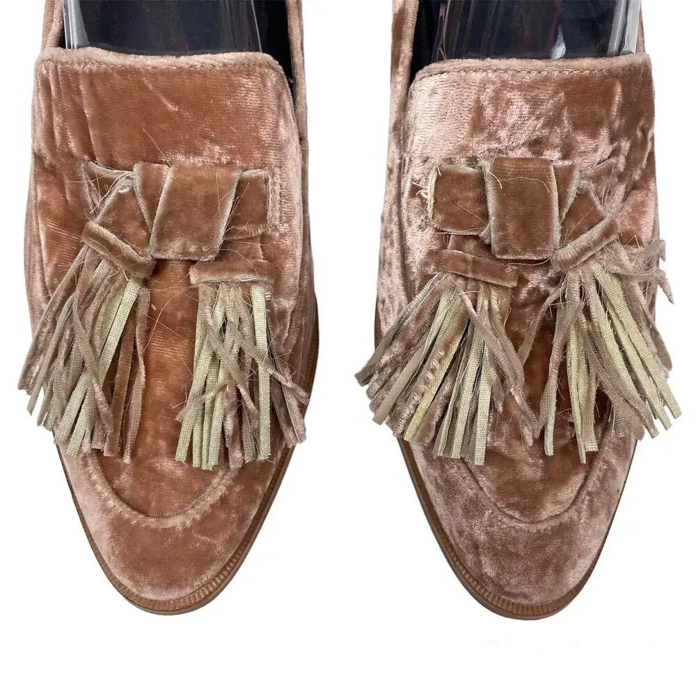 Rebecca Minkoff Edie Heels Blush Suede Velvet Tassel Loafer Pump 7 1/2 M 5182134